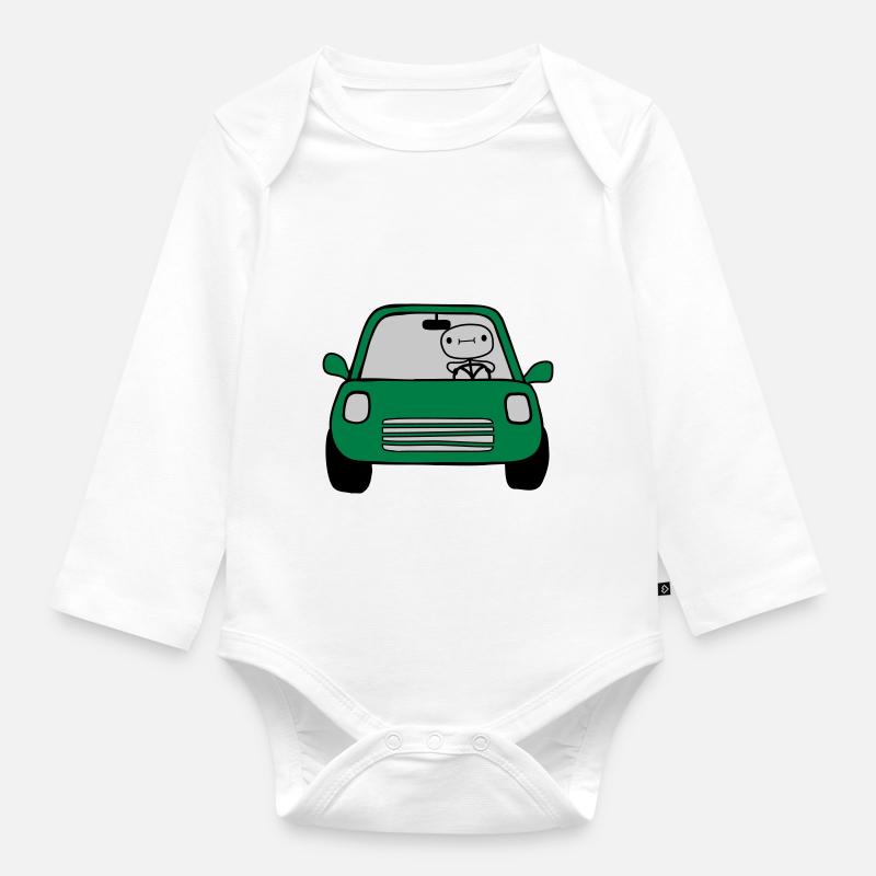 Fahrer Comic Auto - Baby Bio-Langarm-Body - Weiß