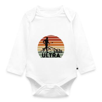 Ultra Trail Runner Sonnenuntergang - Baby Bio-Langarm-Body - Weiß - Vorne