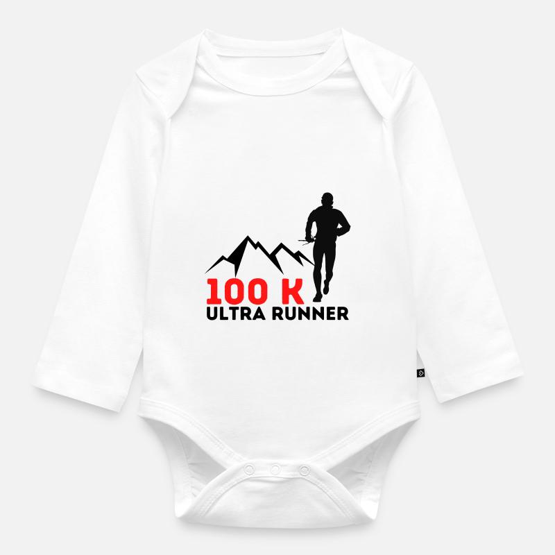 100k ultra runner - Body Bébé bio manches longues - blanc