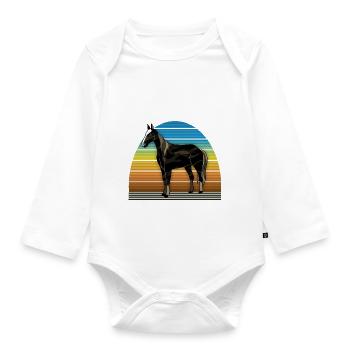 Horse - Organic Longsleeve Baby Bodysuit - white - Front