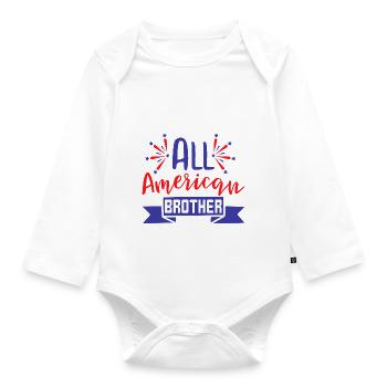 All american Brother - Baby Bio-Langarm-Body - Weiß - Vorne