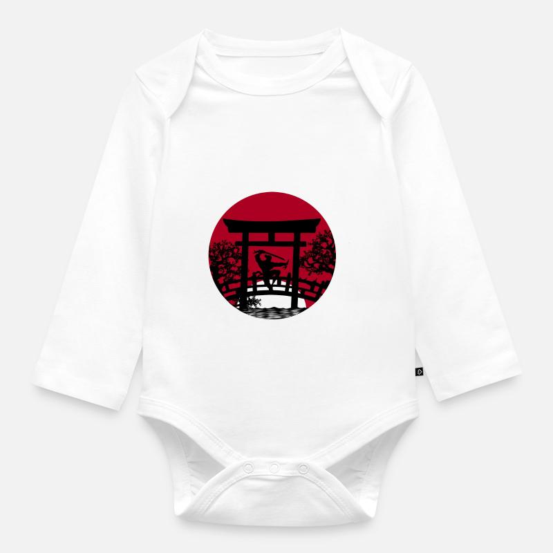 Japan Samurai - Baby Bio-Langarm-Body - Weiß