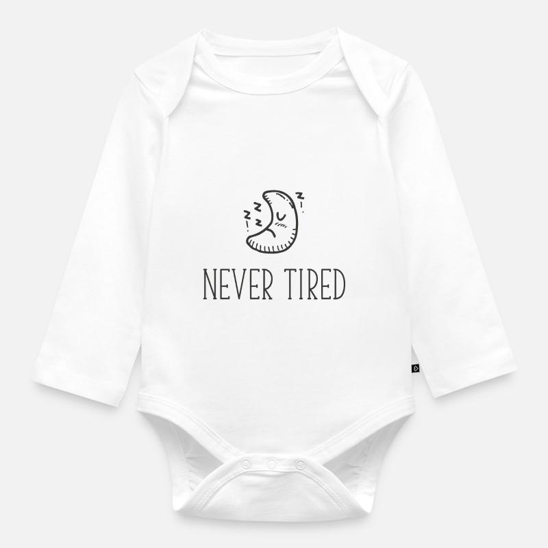 Jamais fatigué Moon zzz - Body Bébé bio manches longues - blanc