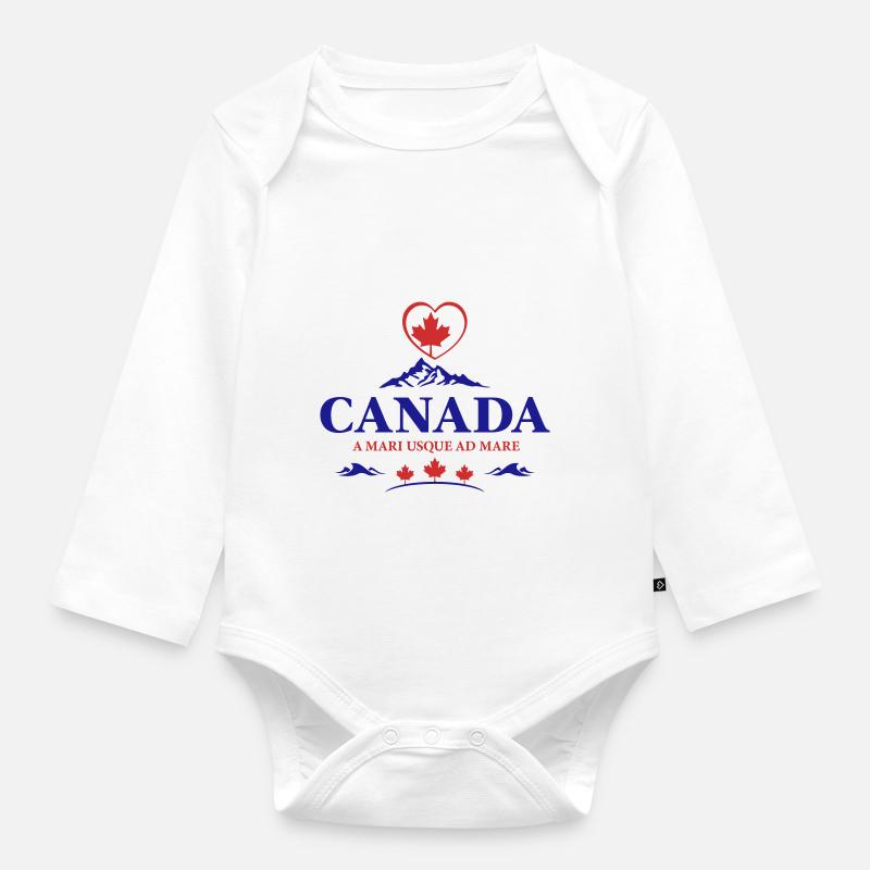 Canada Vancouver Montréal Toronto Maple Leaf Mountains - Body Bébé bio manches longues - blanc