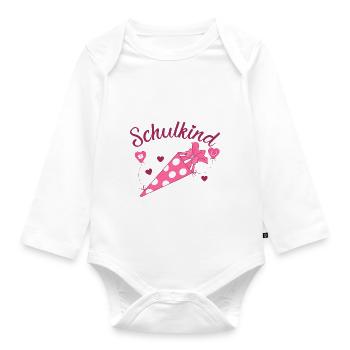 Schulkind Herz rosa Schulanfang - Baby Bio-Langarm-Body - Weiß - Vorne