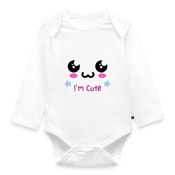 Design mignon - Body Bébé bio manches longues - blanc - Devant