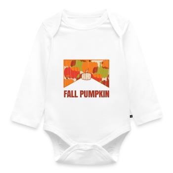 Fall Pumpkin - Organic Longsleeve Baby Bodysuit - white - Front