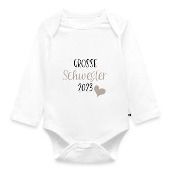 Große Schwester 2023 - Baby Bio-Langarm-Body - Weiß - Vorne