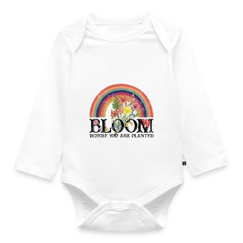 bloom where you are planted Rainbow Blooms - Organic Longsleeve Baby Bodysuit - white - Front