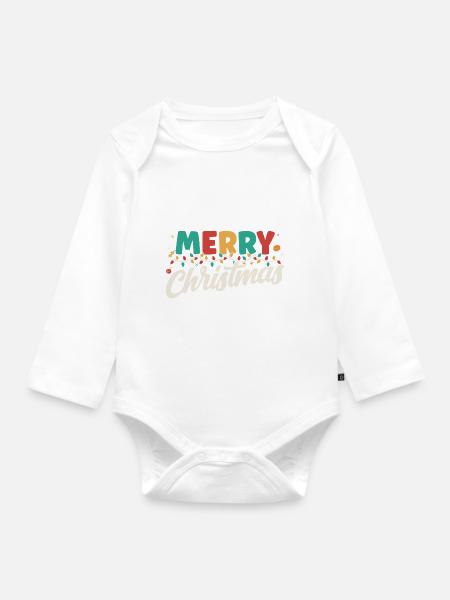 Merry Xmas Christmas Lights - Baby Bio-Langarm-Body - Weiß