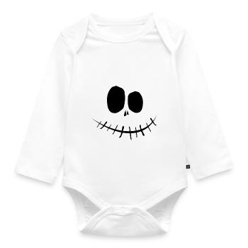 Pumpkin Face Halloween - Organic Longsleeve Baby Bodysuit - white - Front