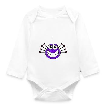 Cartoon Spider - Organic Longsleeve Baby Bodysuit - white - Front