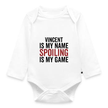 Vincent ist mein Name Verderben ist mein Spiel - Baby Bio-Langarm-Body - Weiß - Vorne