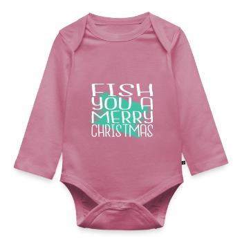 present sea cute gift fishing tournaments - Organic Longsleeve Baby Bodysuit - mauve - Front
