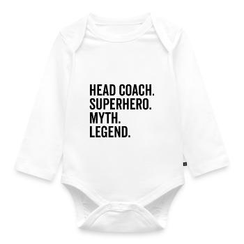 Head Coach Superhero Myth Legend - Organic Longsleeve Baby Bodysuit - white - Front