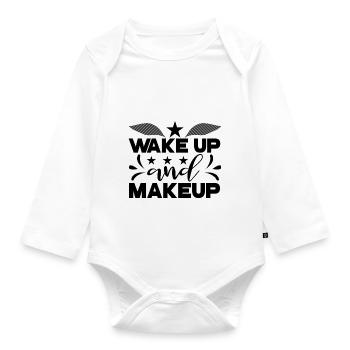 Wake Up and Makeup - Organic Longsleeve Baby Bodysuit - white - Front