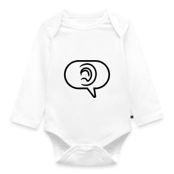 Ohr hören Symbol Sprechblase - Baby Bio-Langarm-Body - Weiß - Vorne