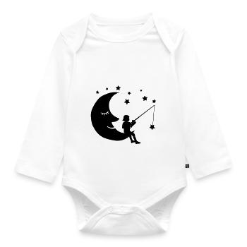 Child fishing stars - Organic Longsleeve Baby Bodysuit - white - Front