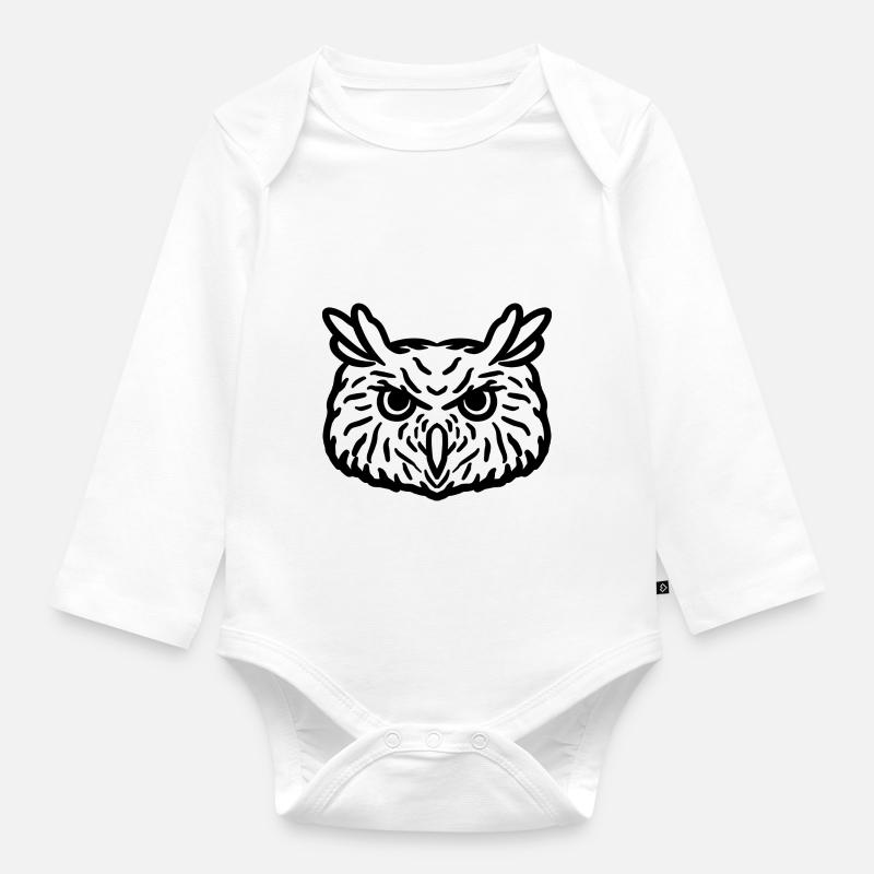 Eule schwarz - Baby Bio-Langarm-Body - Weiß