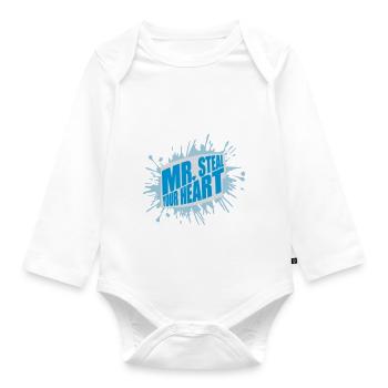 Mr steal your heart - Organic Longsleeve Baby Bodysuit - white - Front
