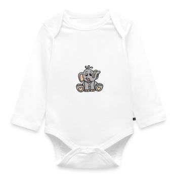 elephant, cute, animal motif, baby 2023, girl, boy - Organic Longsleeve Baby Bodysuit - white - Front