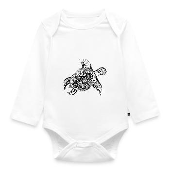 Tortuga souriante | Tortue souriante - Body Bébé bio manches longues - blanc - Devant