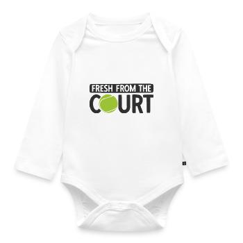 Tennisplatz Spruch Für Tennis - Baby Bio-Langarm-Body - Weiß - Vorne