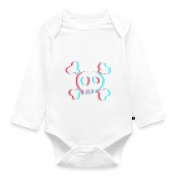 Skull and bones mosaic - Organic Longsleeve Baby Bodysuit - white - Front