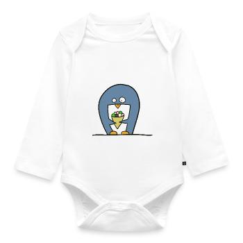 Pingouin à la crème glacée - Body Bébé bio manches longues - blanc - Devant