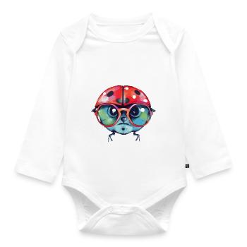 Iza Marienkäfer mit Brille - Baby Bio-Langarm-Body - Weiß - Vorne