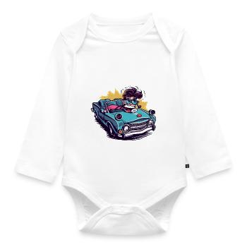 Max im Cabrio - Baby Bio-Langarm-Body - Weiß - Vorne