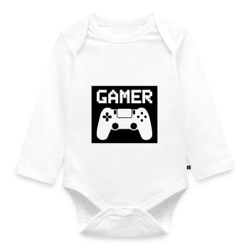 gamer - Organic Longsleeve Baby Bodysuit - white - Front