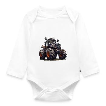 Tractors have a wide range of tasks - Organic Longsleeve Baby Bodysuit - white - Front