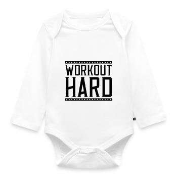 workout hard - Baby Bio-Langarm-Body - Weiß - Vorne