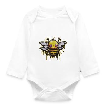 Buzzin' Bee Bomb | Bienenliebhaber - Baby Bio-Langarm-Body - Weiß - Vorne