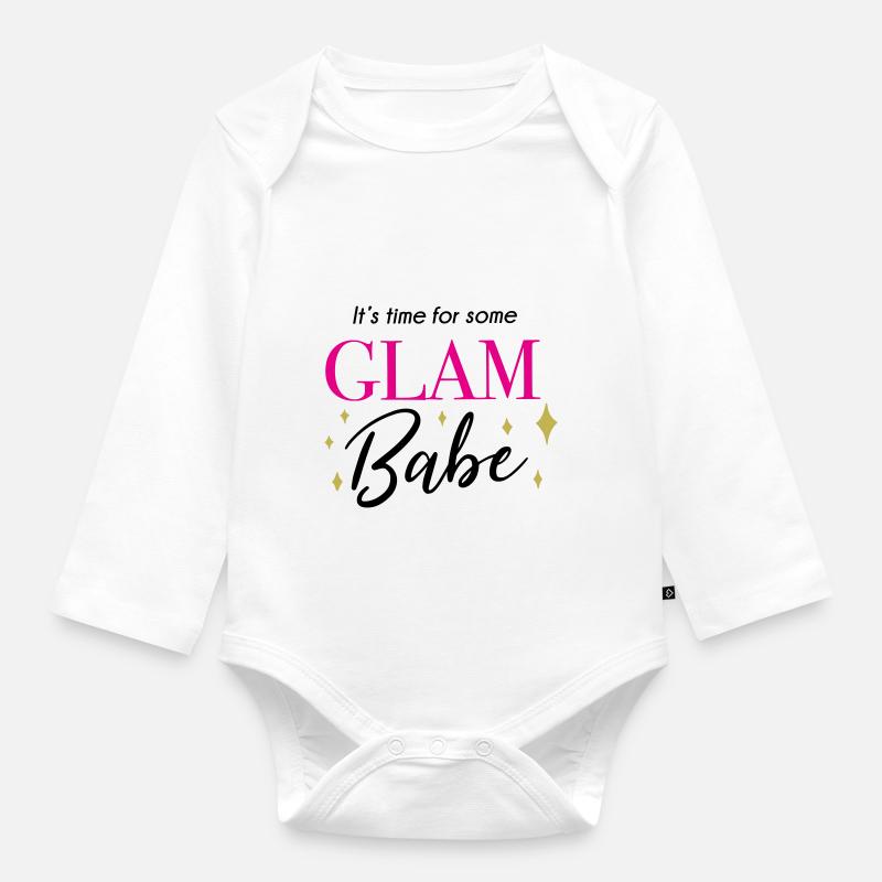 It‘ time for some glam babe - Makeup Spruch - Baby Bio-Langarm-Body - Weiß