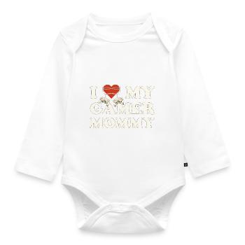 J’aime ma maman Gamer - I Heart My Gamer Mommy - Body Bébé bio manches longues - blanc - Devant