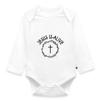 Jesus is alive - Organic Longsleeve Baby Bodysuit - white - Front