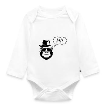 Gorille Salut - Body Bébé bio manches longues - blanc - Devant