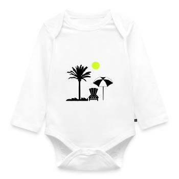 Palm Tree Deck Chair - Organic Longsleeve Baby Bodysuit - white - Front