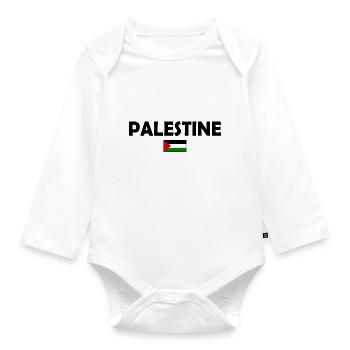 Free Palestine - Langærmet babybody, økologisk bomuld - hvid - Foran
