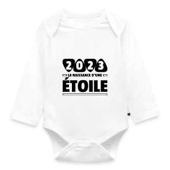 2023 année de naissance / anniversaire année 2023 - Body Bébé bio manches longues - blanc - Devant