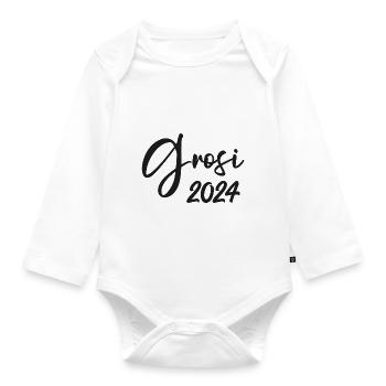 Grosi 2024 Hallo Oma Schweiz Schweizer Oma - Baby Bio-Langarm-Body - Weiß - Vorne