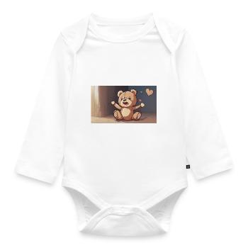a very cute teddy - Baby Bio-Langarm-Body - Weiß - Vorne
