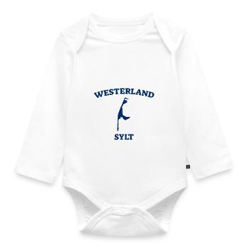 Westerland - Sylt - Nordsee - Anker - Möwe - Insel - Baby Bio-Langarm-Body - Weiß - Vorne