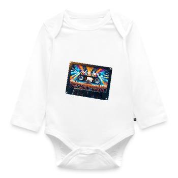 Vintage cassette with concert depiction - Organic Longsleeve Baby Bodysuit - white - Front