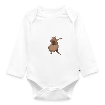Don't worry be Capy - Capybara dabbing - Organic Longsleeve Baby Bodysuit - white - Front