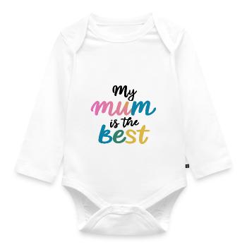 my mum is the best - Organic Longsleeve Baby Bodysuit - white - Front