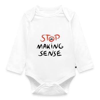 Stop Making Sense – Art Meets Irony - Organic Longsleeve Baby Bodysuit - white - Front