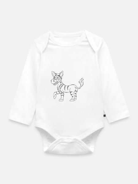 Zebra - Baby Bio-Langarm-Body - Weiß